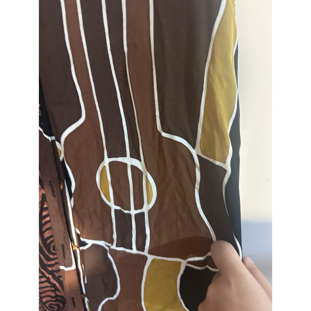 Tropical Tantrum Women Abstract V-Neck Sleeveless Rayon Shift Dress Button OS