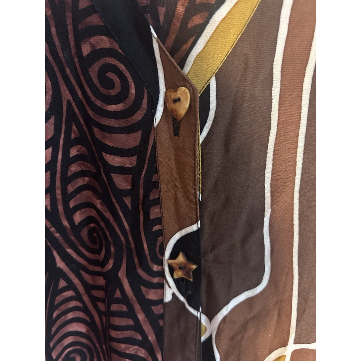 Tropical Tantrum Women Abstract V-Neck Sleeveless Rayon Shift Dress Button OS