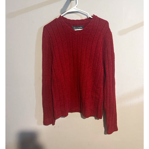 Abercrombie & Fitch Men's Red Cable Knit Pullover Sweater Size L
