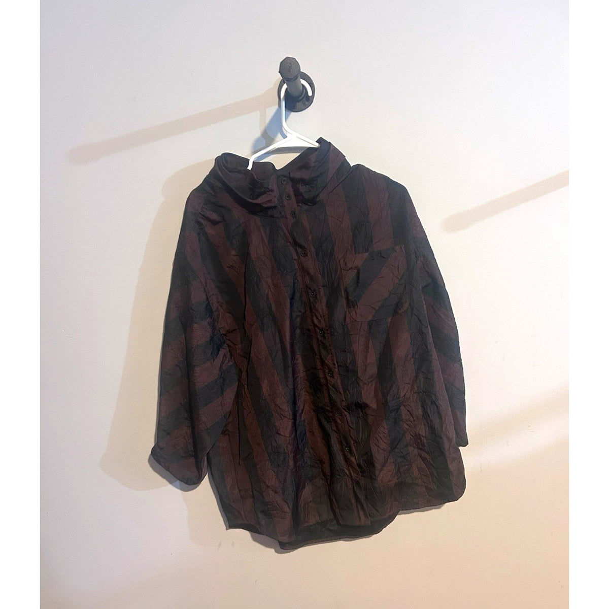 Peter Nygard Women’s Woven Collared Plaid LS Button-Up Shirt Sz 16 Brown/Black