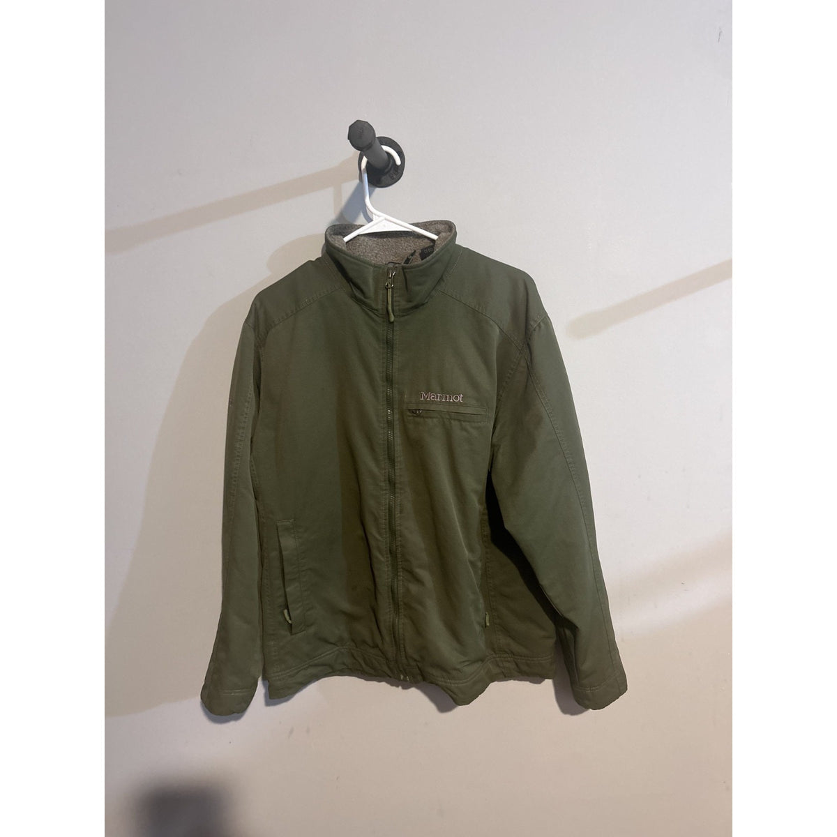 Army Green Marmot Men's Soft Shell Jacket Size Medium Fleece Lined