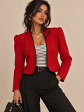 Vintage 80s Sabino Petites Red Cropped Blazer Top Striped Inset Shoulder Pads