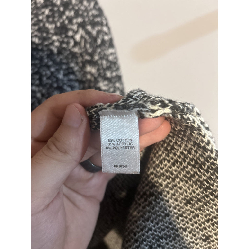 Pure Jill Women's Knit Sweater Size Medium Black and White Ombre Cotton Blend