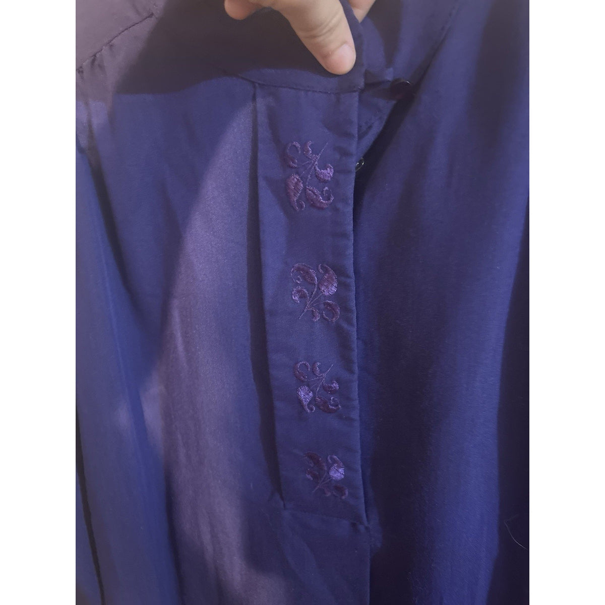 EJM Ltd Women’s Blue Cotton Canvas Kurta Tunic Top, Size 14