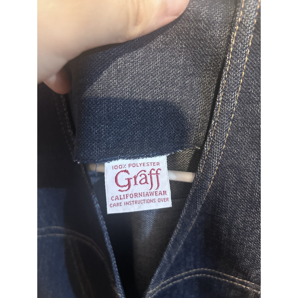 Graff Californiawear Vintage Dark Wash Denim Vest Gold Buttons Women's Medium
