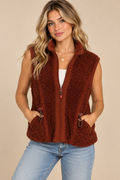 Woolrich Womans Full Zip Fleece Vest Size M Black Cherry Heather Sleeveless VTG