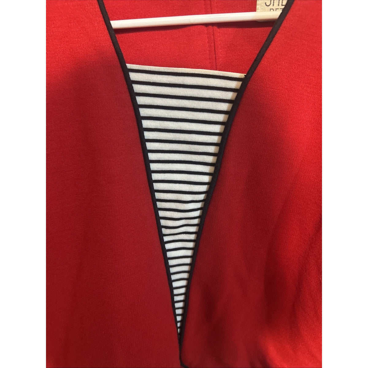 Vintage 80s Sabino Petites Red Cropped Blazer Top Striped Inset Shoulder Pads