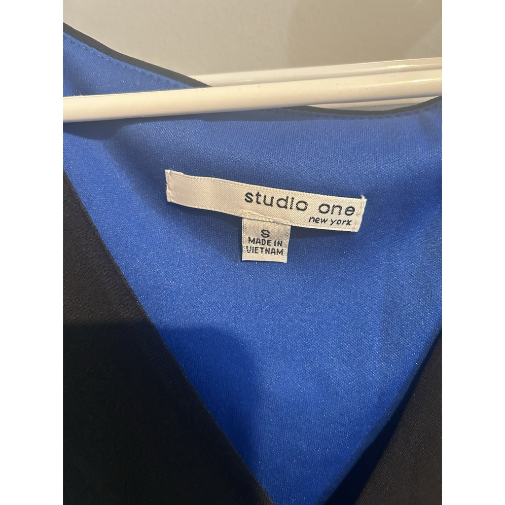 Studio One New York Colorblock V-Neck Sleeveless Maxi Dress S Lined Stretch
