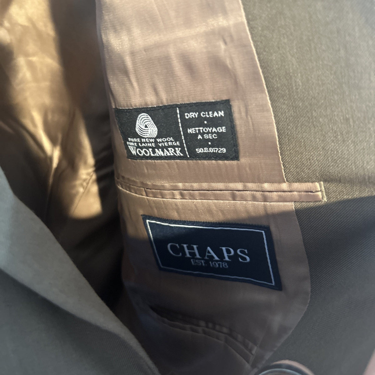 Mens Chaps Suit Separates 100% Wool Jacket Sport Coat 42REG Brown NWT $220 MSRP