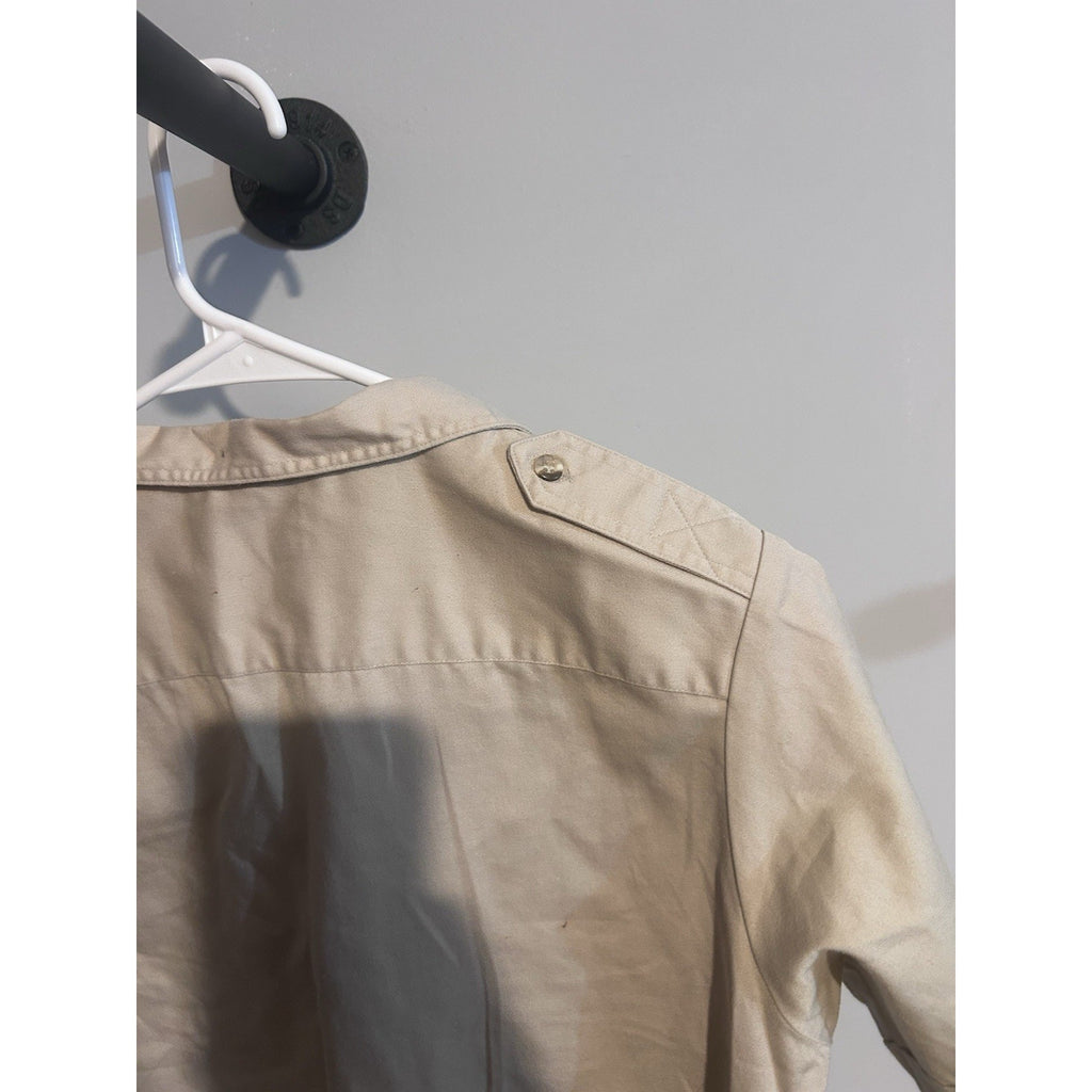 LL Bean Vintage 1980s Khaki Tan Cotton Safari Shirt Dress