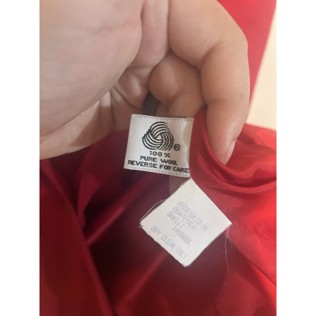Braun Style Womens Red Solid 100% Wool Twill Lined Button Blazer Pockets L