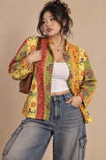 Koret Womens Multicolor Paisley Button Front Lined Satin Jacket Size M