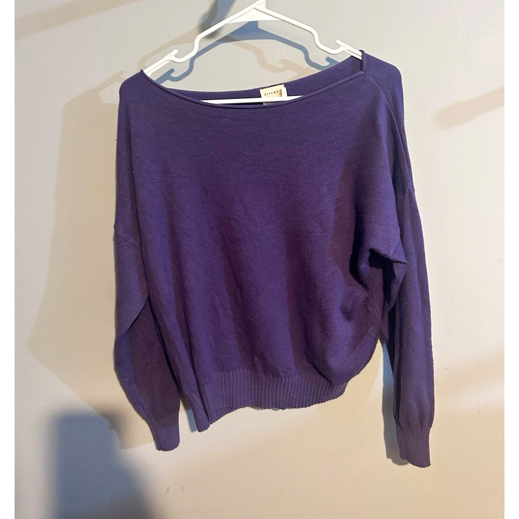 Dreamers by Debut Women’s Purple Solid Knit Boat Neck Pullover Sweater M/L
