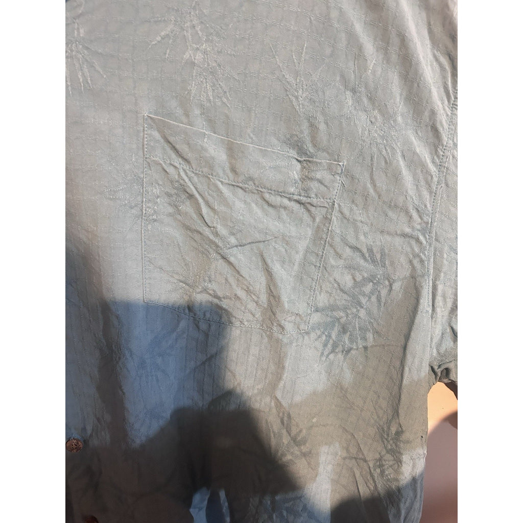 Tommy Bahama Blue Silk Short Sleeve Button-Up Spread Collar Pockets 2XL
