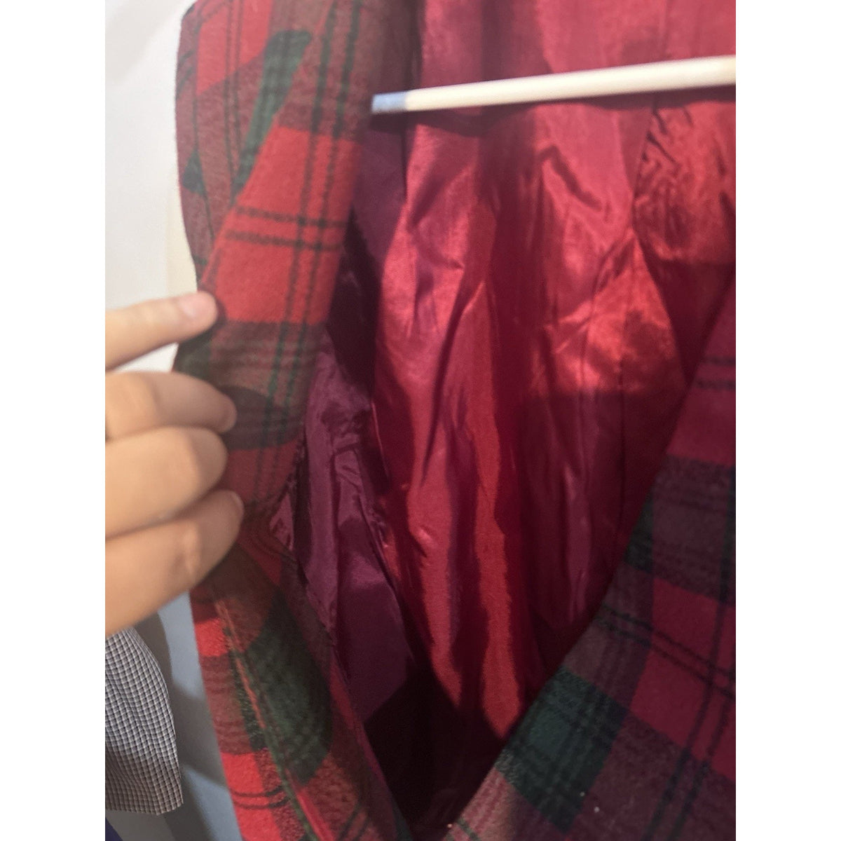 Alfred Dunner Womens Petite 6P Red Green Plaid Tweed Lined Blazer Jacket