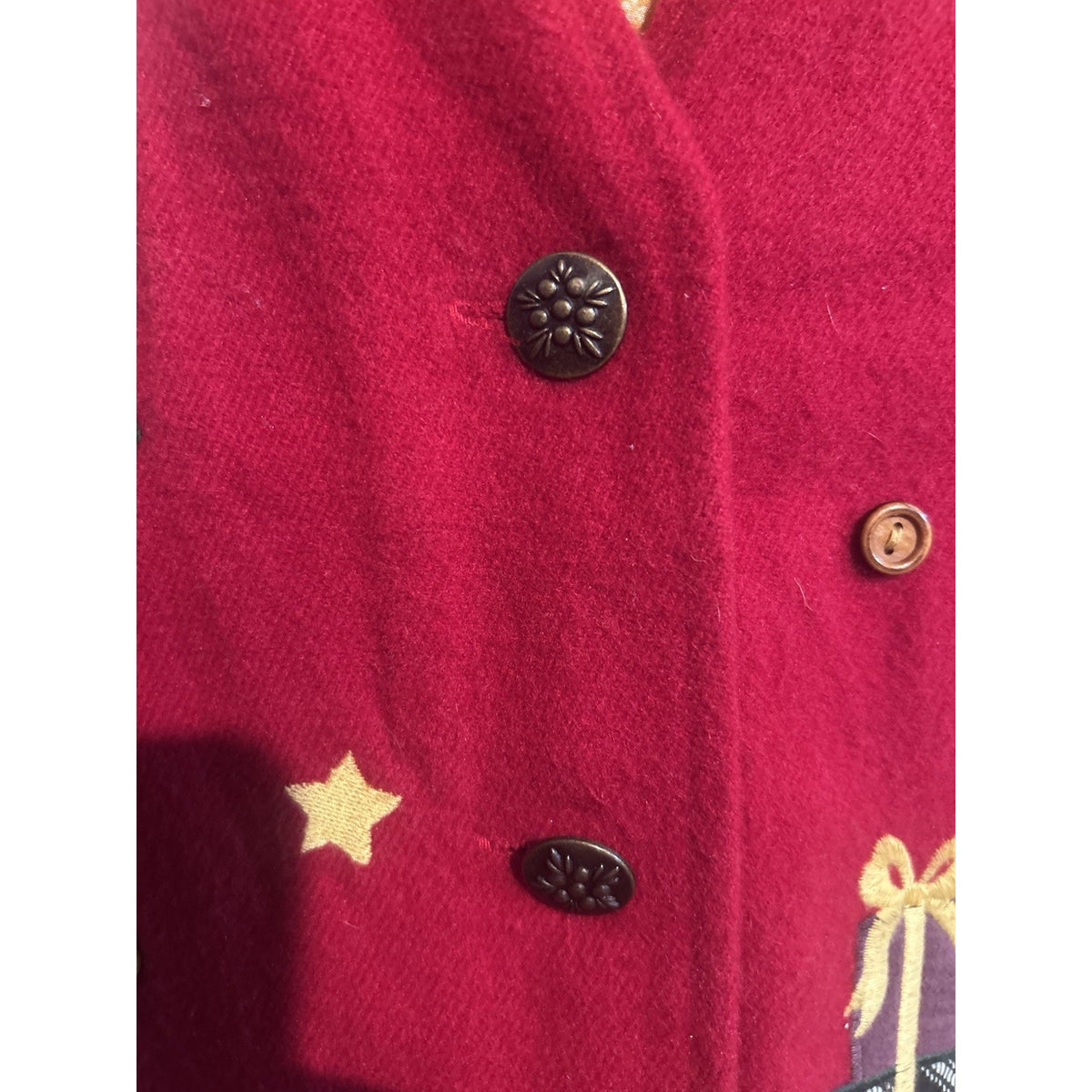 Karen Scott Women’s Red Christmas Angel Graphic Knit Button Front Sweater Vest L