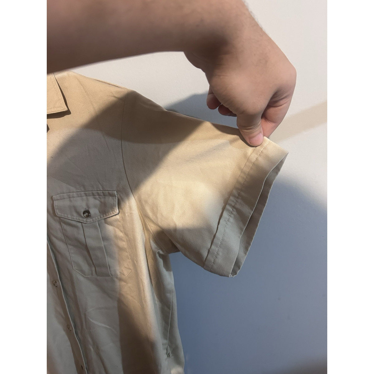LL Bean Vintage 1980s Khaki Tan Cotton Safari Shirt Dress