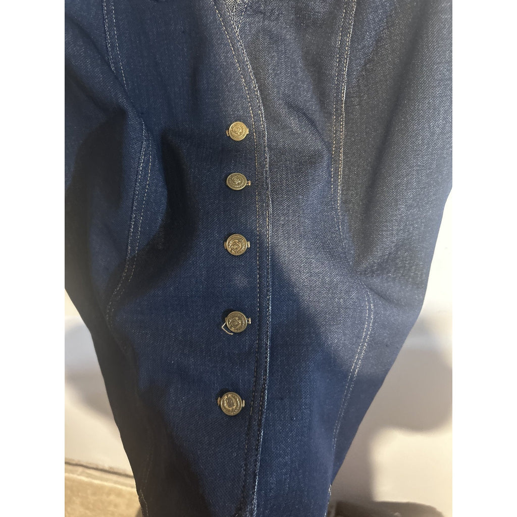Graff Californiawear Vintage Dark Wash Denim Vest Gold Buttons Women's Medium