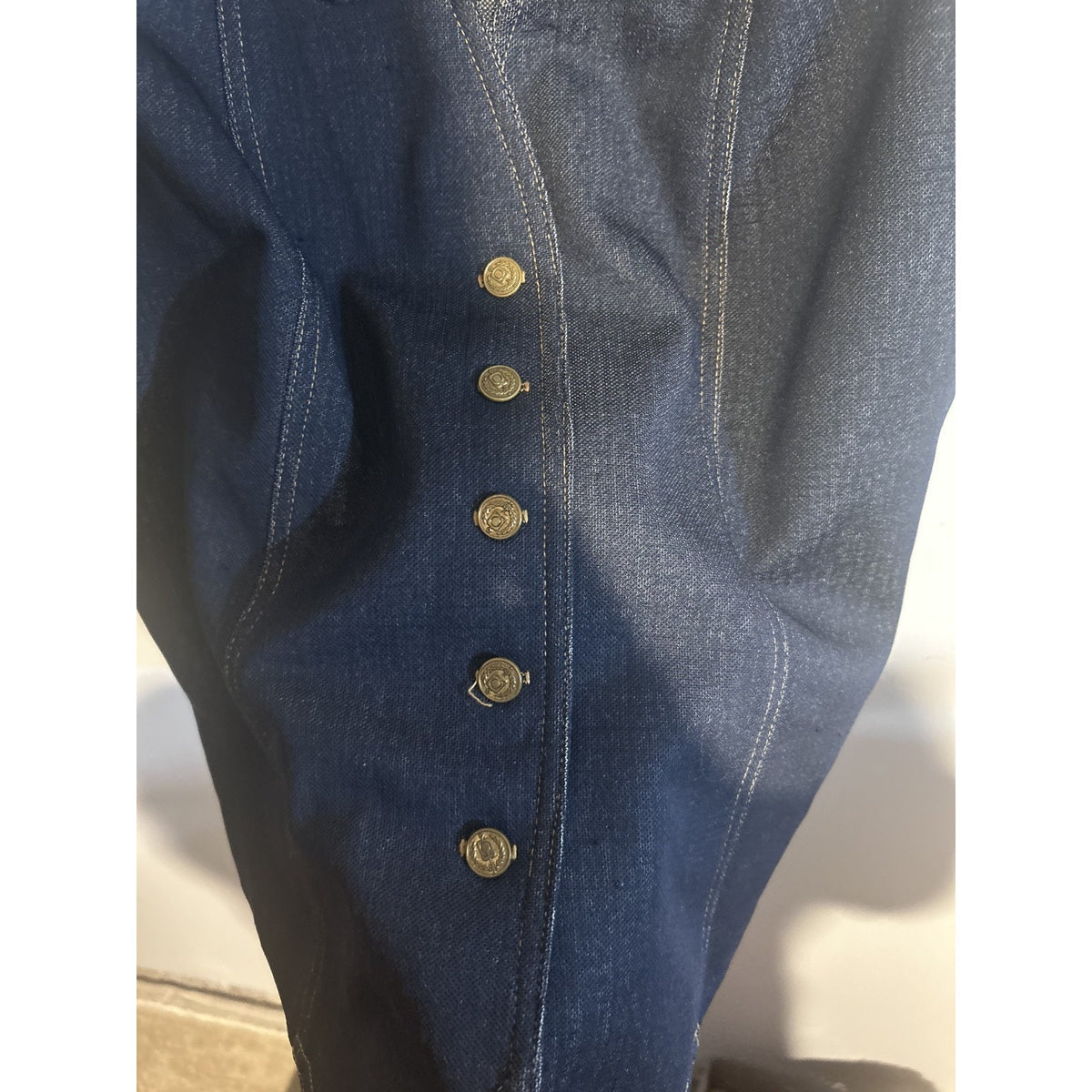 Graff Californiawear Vintage Dark Wash Denim Vest Gold Buttons Women's Medium