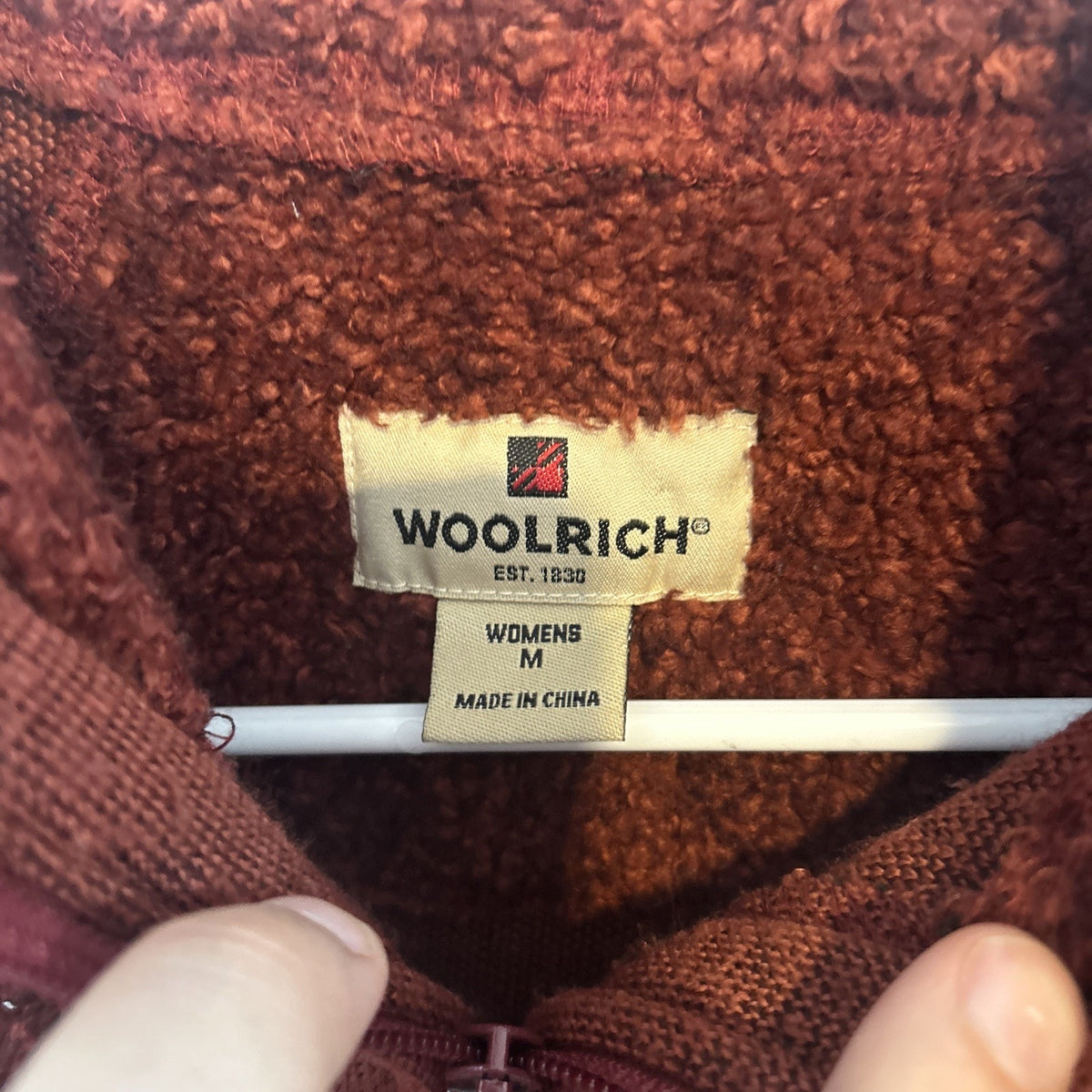 Woolrich Womans Full Zip Fleece Vest Size M Black Cherry Heather Sleeveless VTG