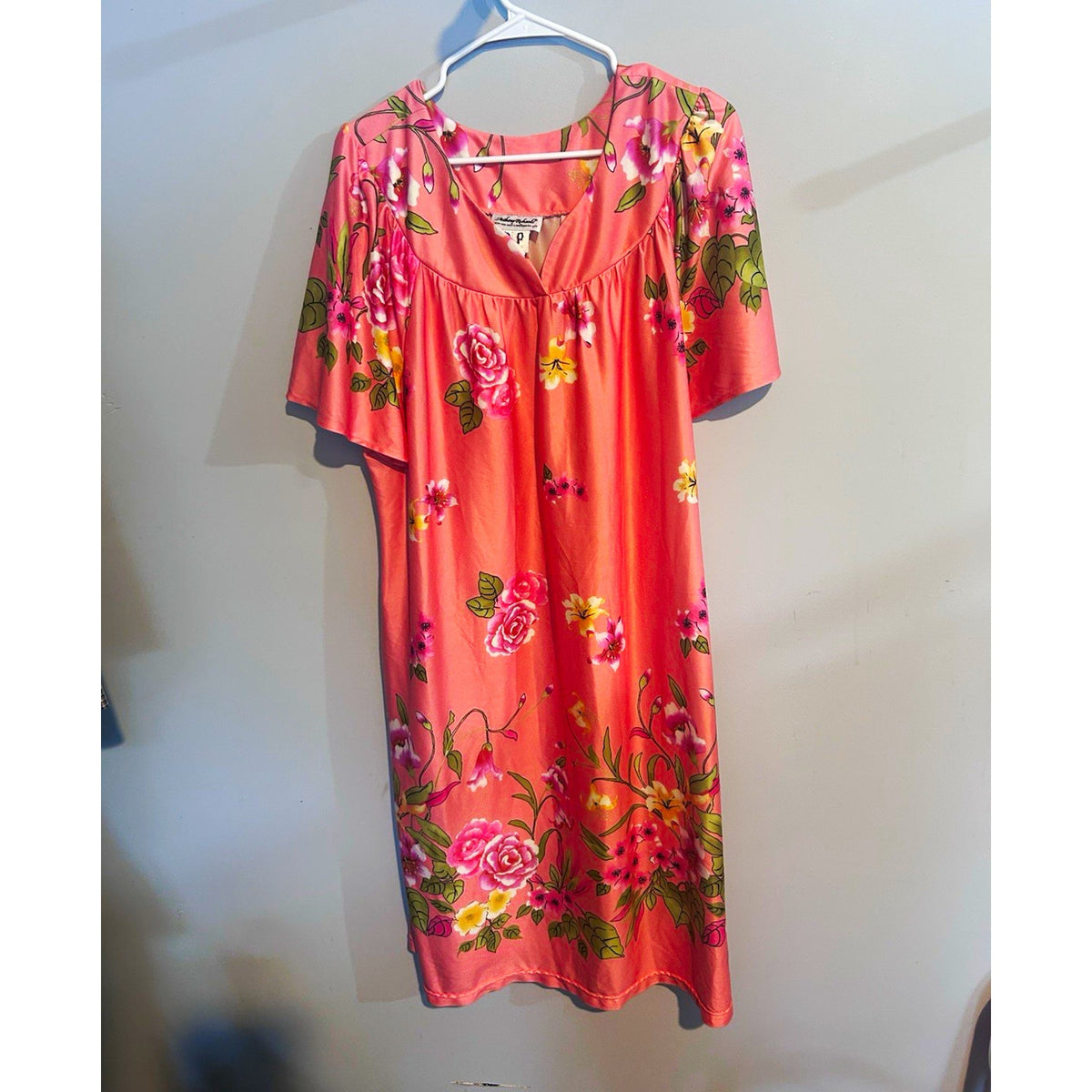 Anthony Richards Women Pink/Multicolor Floral V-Neck Shift Dress SS 2XL