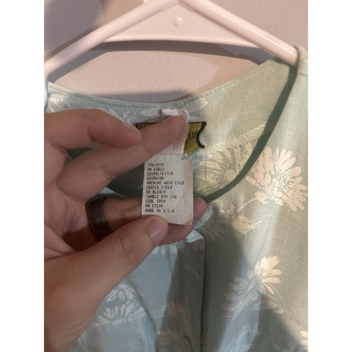 Stuart Alan USA Made Blue/White Floral Shirt Dress SS Knee Length Size 14