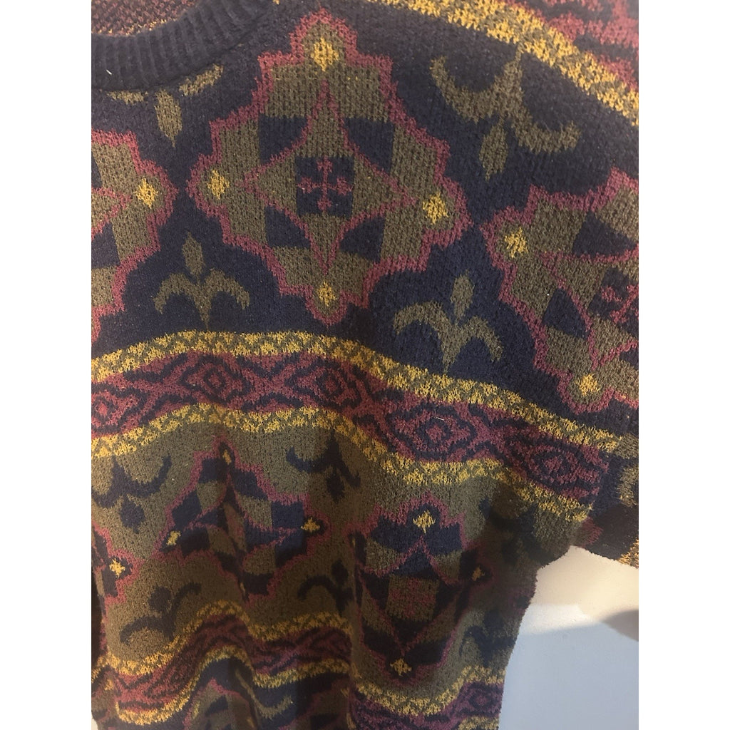 Claiborne Men's Multicolor Geometric Knit Crewneck Pullover Sweater Size L VTG