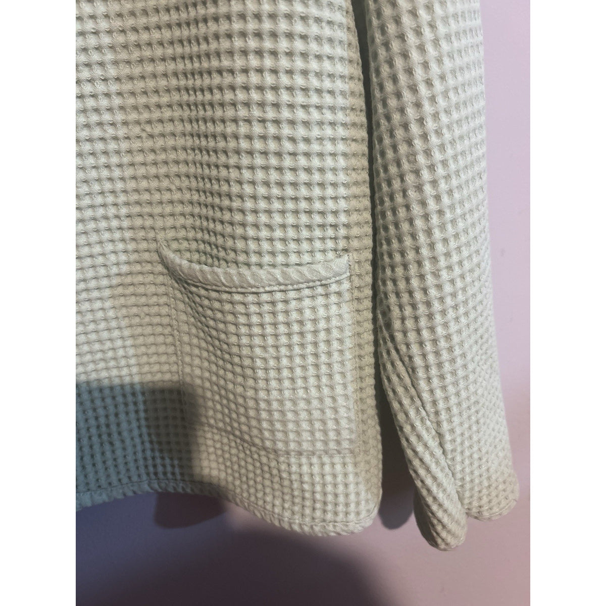 Pathways by Allison Lane Womens Green Waffle Knit Button Front Jacket Pockets M