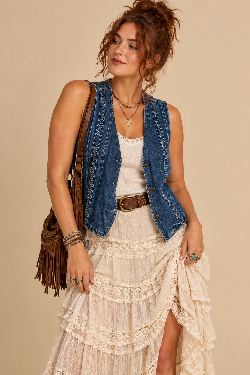 First Issue Womens Y2K Blue Denim Vest Size M Sleeveless Button Pockets
