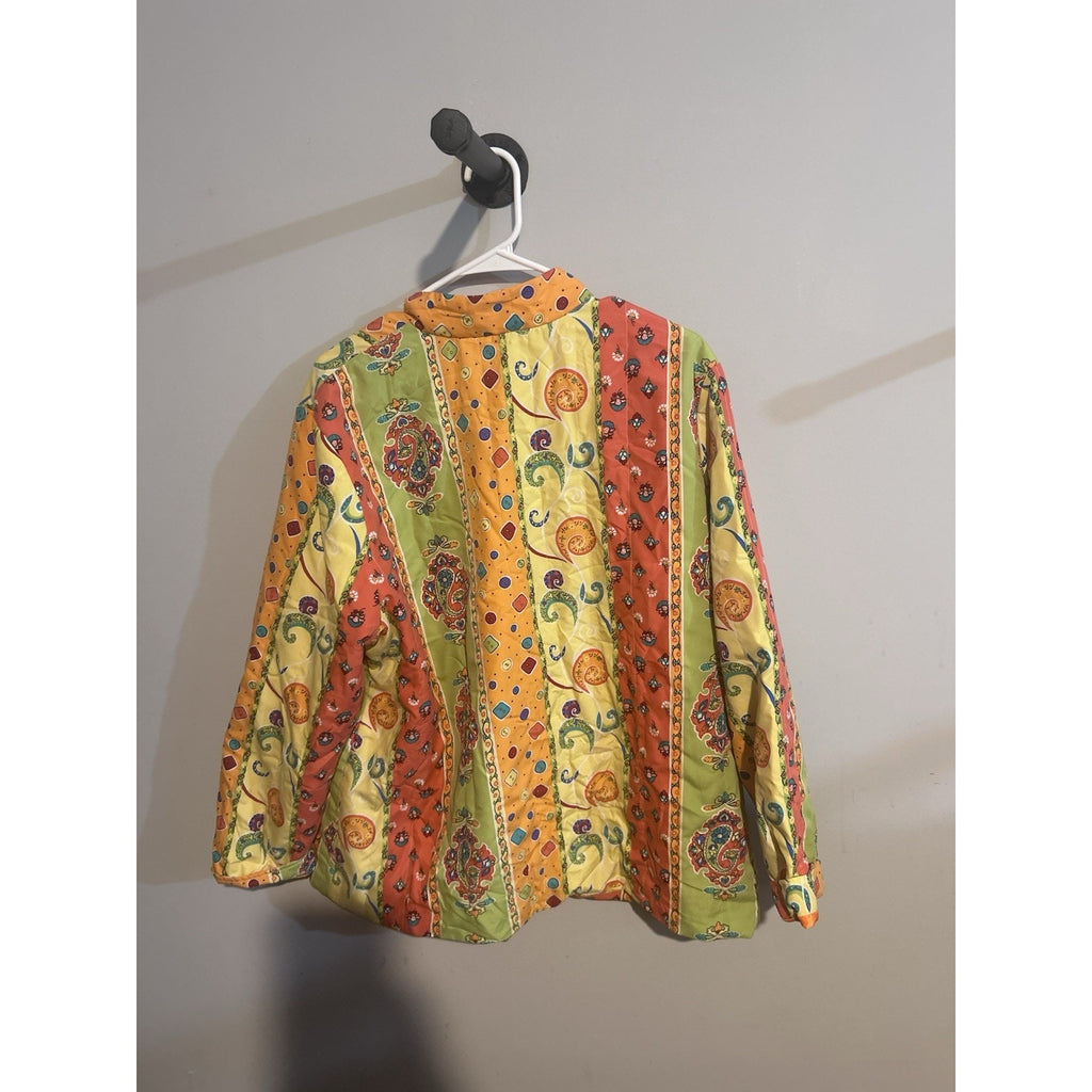 Koret Womens Multicolor Paisley Button Front Lined Satin Jacket Size M