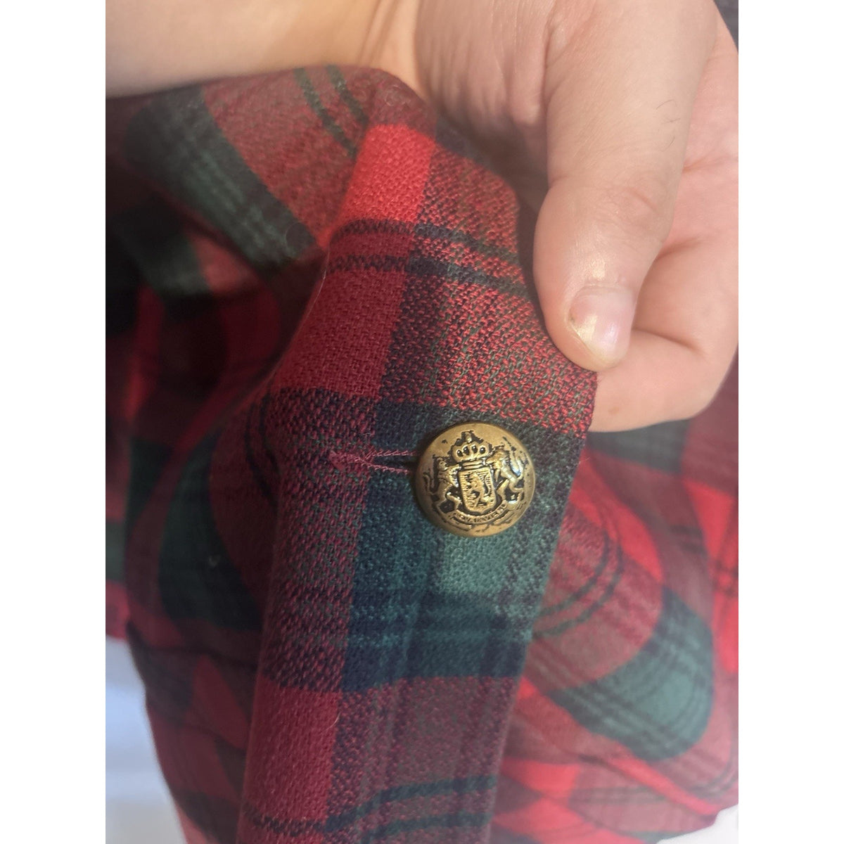 Alfred Dunner Womens Petite 6P Red Green Plaid Tweed Lined Blazer Jacket