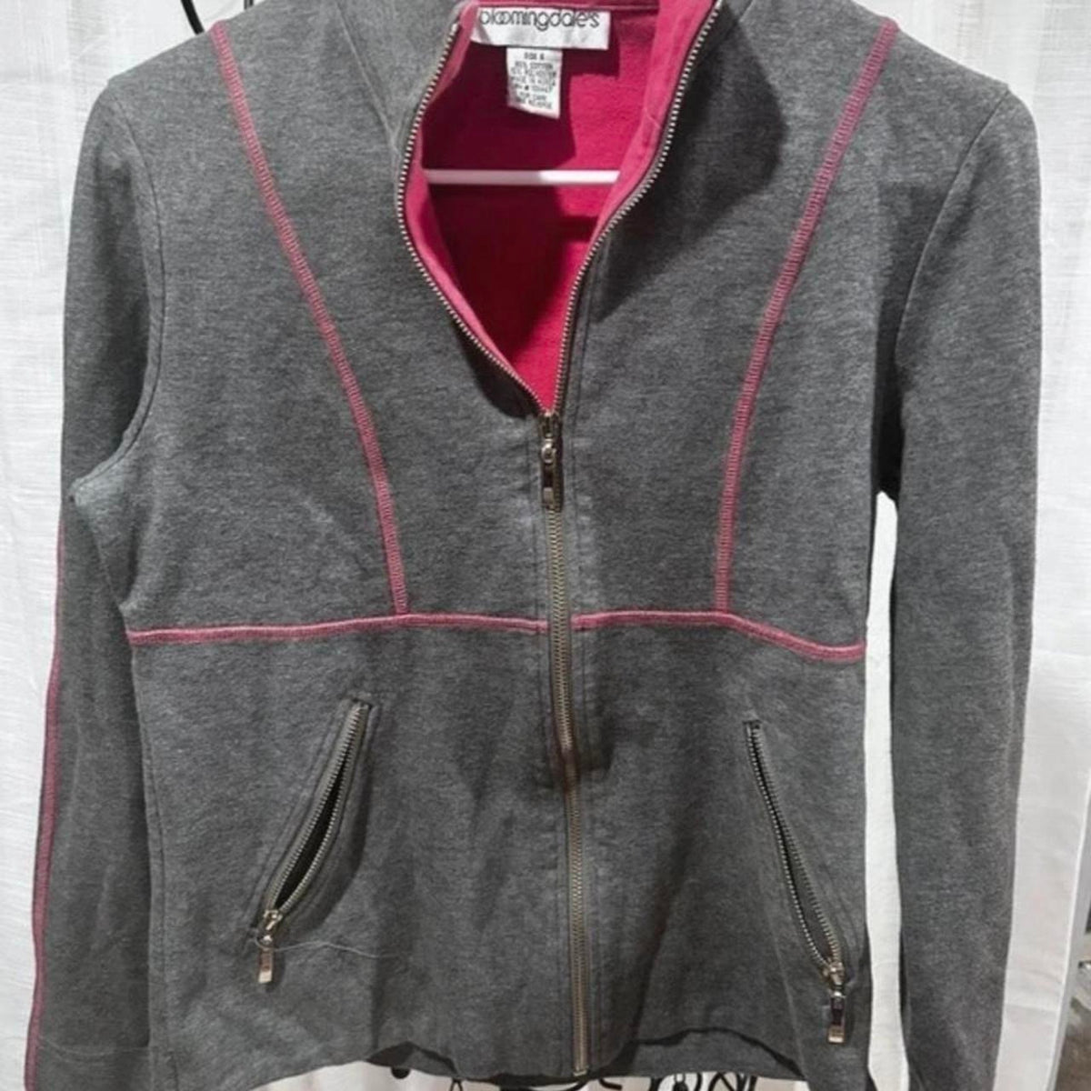 Bloomingdale's Gray and Pink Zip Up Jacket