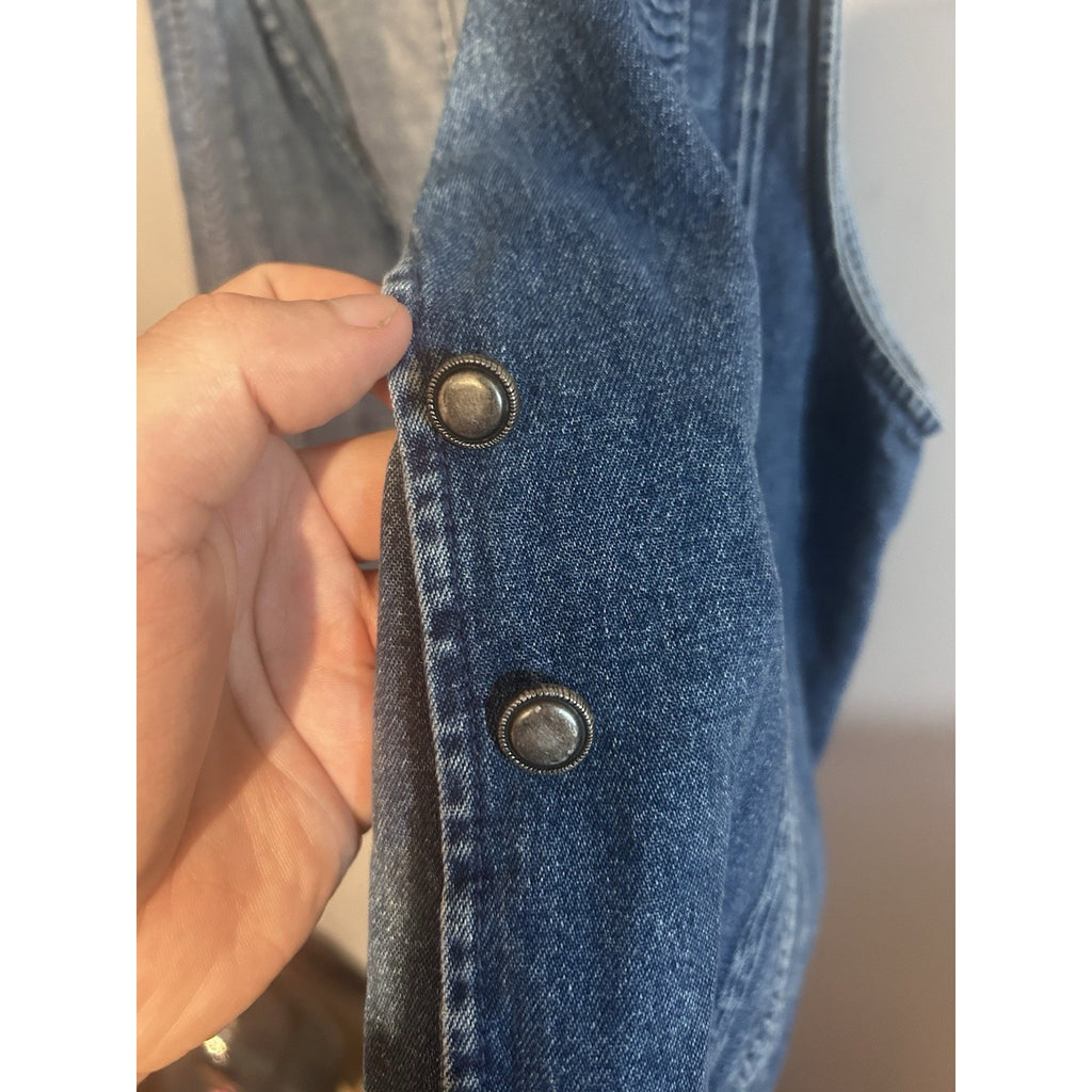 First Issue Womens Y2K Blue Denim Vest Size M Sleeveless Button Pockets