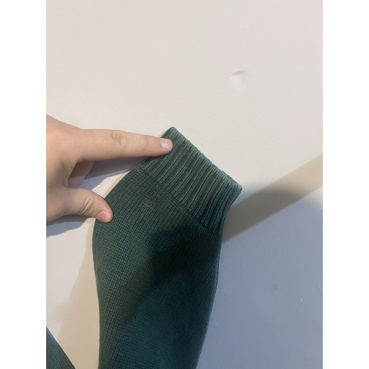 Lands' End Women’s Green Solid Cotton Knit Crew Neck Long Sleeve Pullover M/L