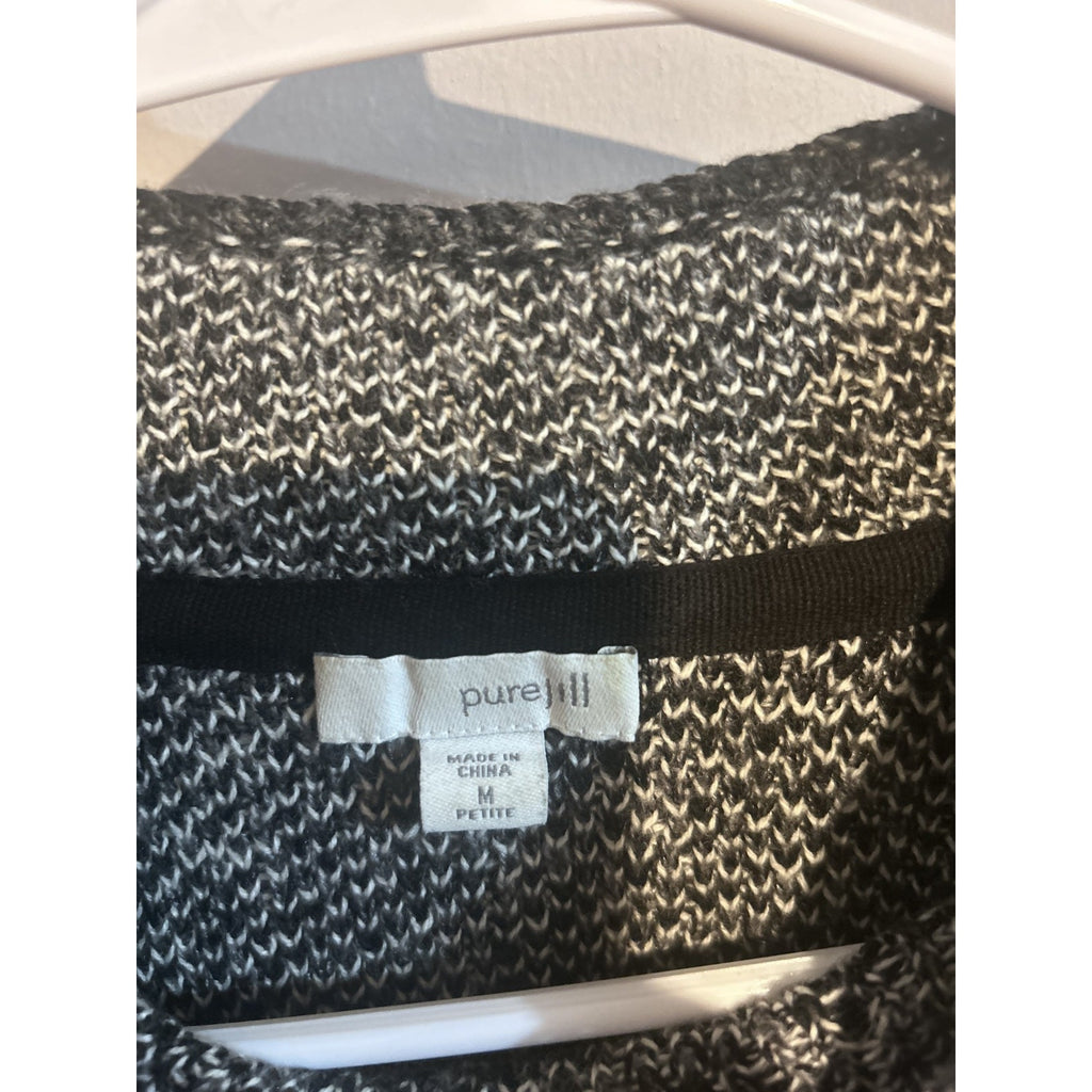 Pure Jill Women's Knit Sweater Size Medium Black and White Ombre Cotton Blend