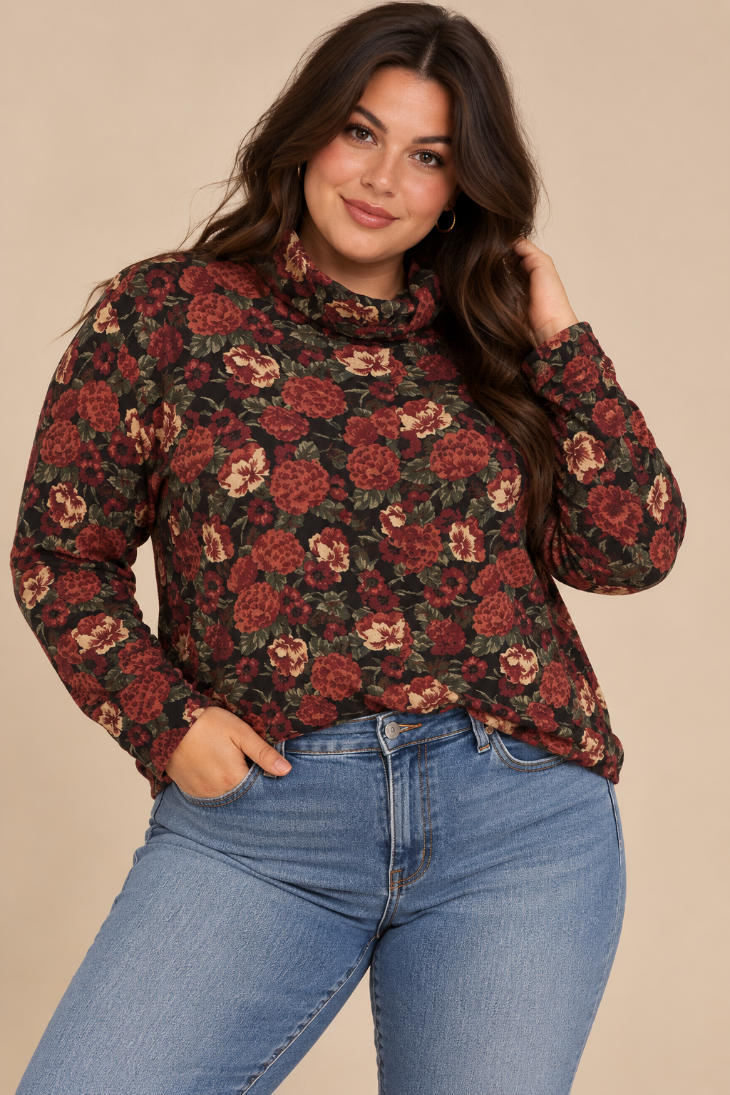 VTG - Pendleton USA Made Floral Cowl Neck LS Rayon Blouse - Plus Size 18