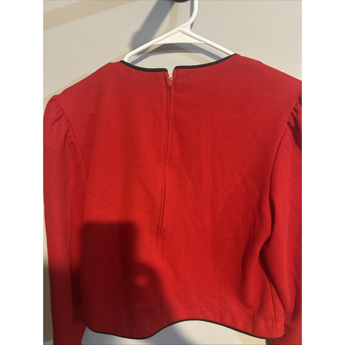 Vintage 80s Sabino Petites Red Cropped Blazer Top Striped Inset Shoulder Pads