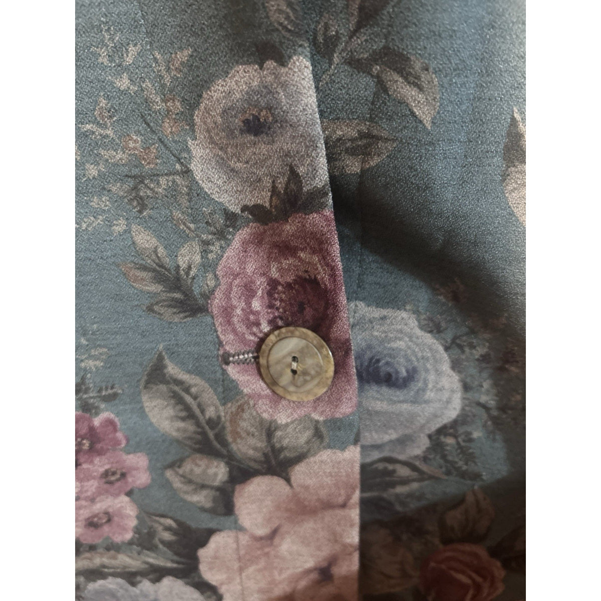 Casual Corner Womens Floral Tapestry Button Front Lined Blazer Gray Size 8