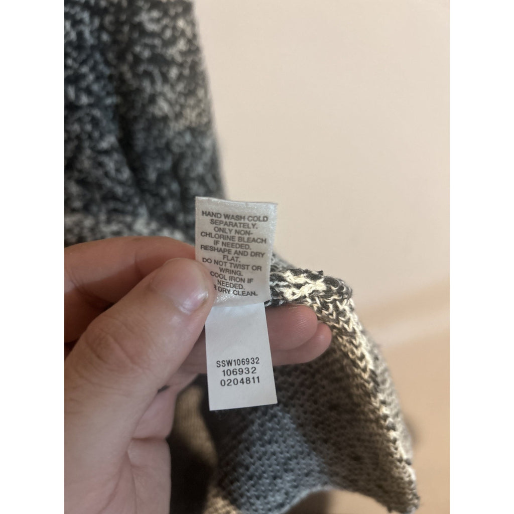Pure Jill Women's Knit Sweater Size Medium Black and White Ombre Cotton Blend