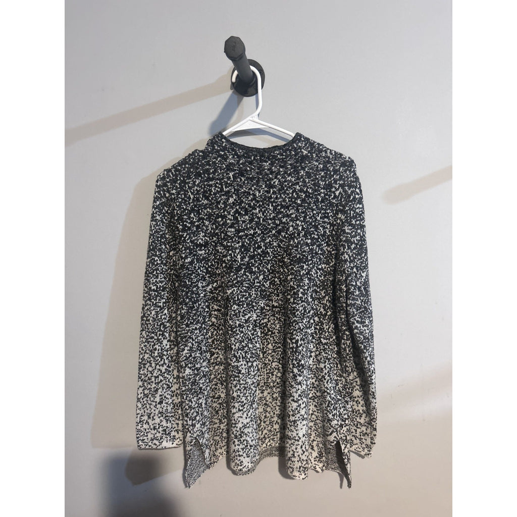 Pure Jill Women's Knit Sweater Size Medium Black and White Ombre Cotton Blend