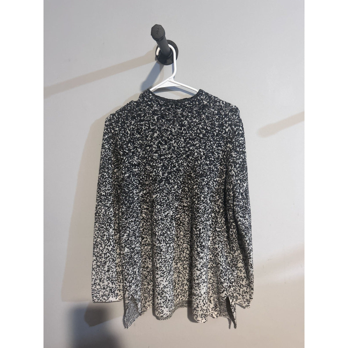 Pure Jill Women's Knit Sweater Size Medium Black and White Ombre Cotton Blend