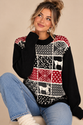 Norton McNaughton Women’s Christmas Fair Isle Reindeer Knit Crew Pullover S