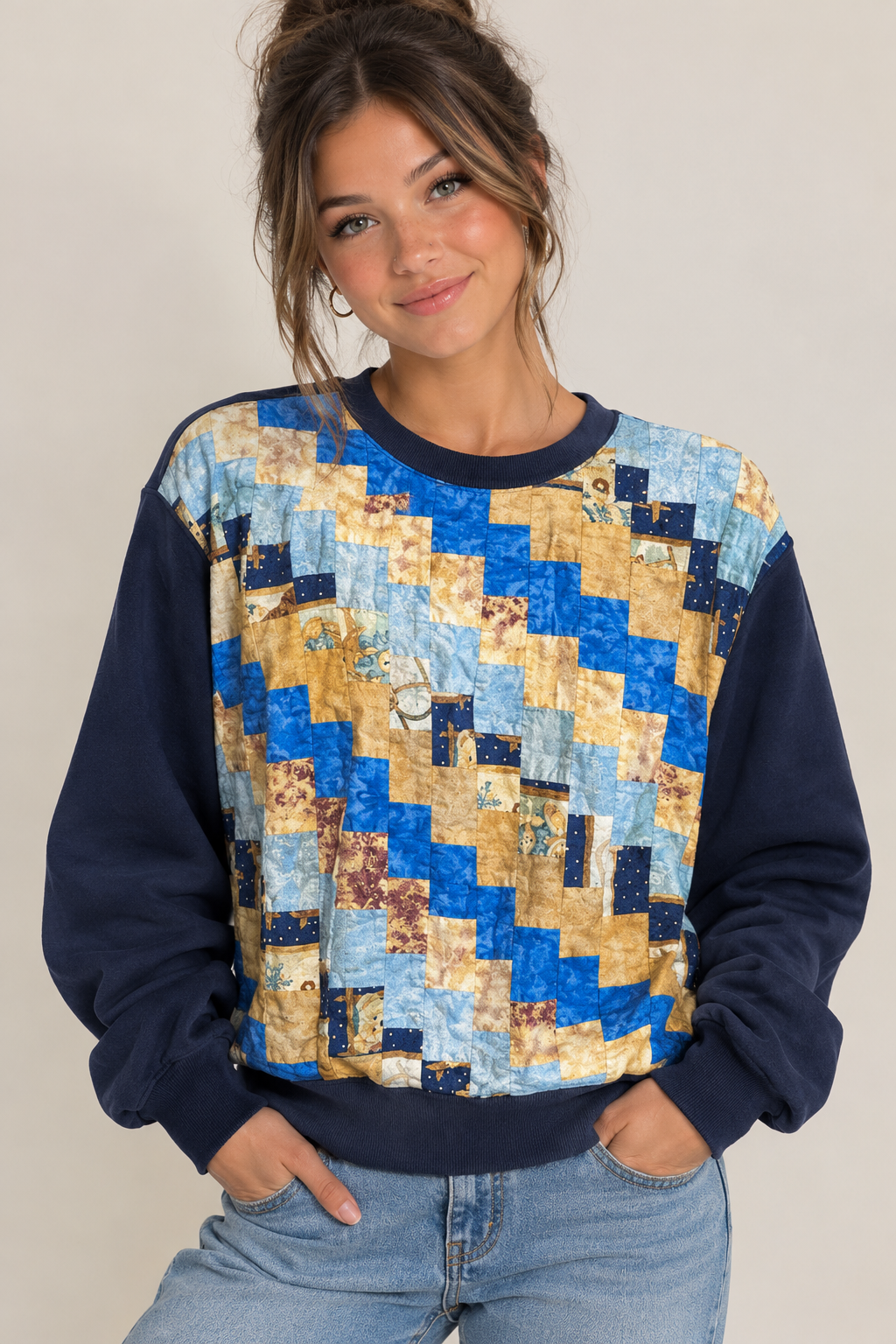 Lee Teens Upcycled Teddy Bear Graphic Print Crewneck Fleece Sweatshirt