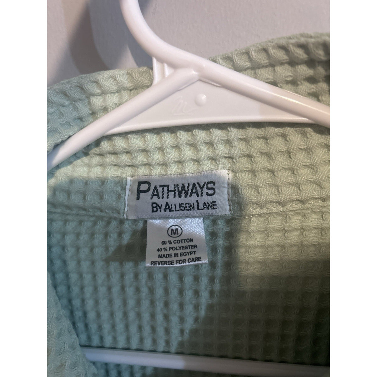 Pathways by Allison Lane Womens Green Waffle Knit Button Front Jacket Pockets M