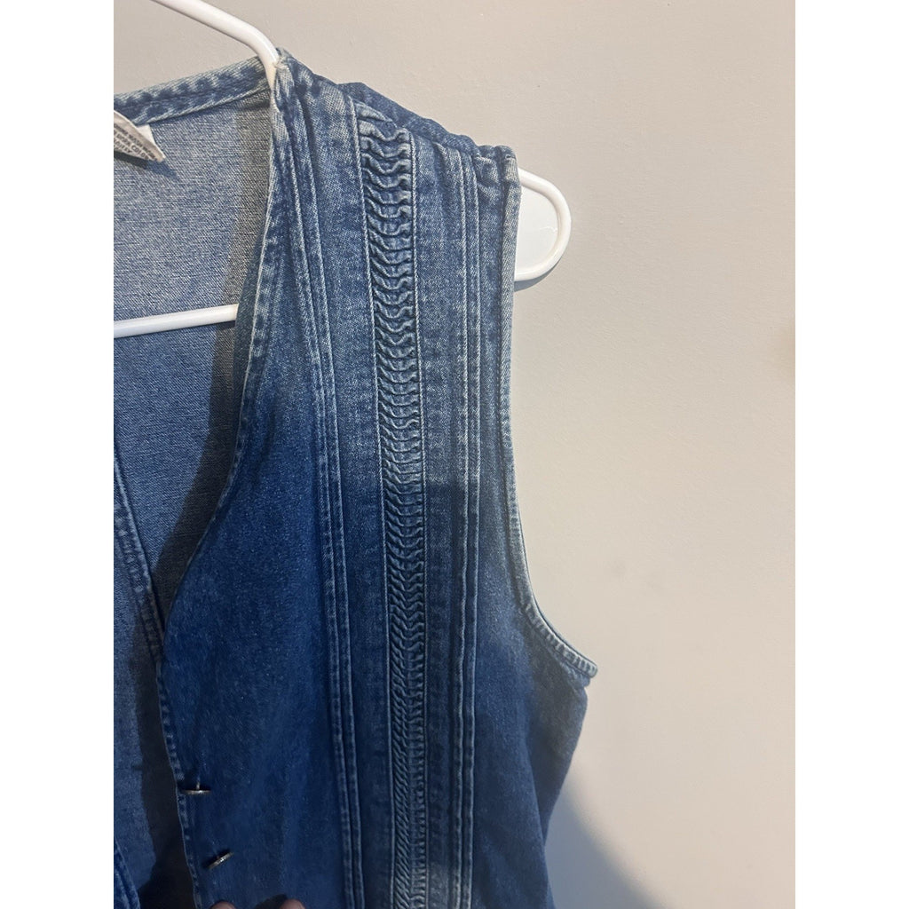 First Issue Womens Y2K Blue Denim Vest Size M Sleeveless Button Pockets