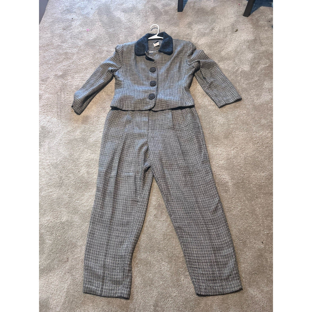 Ali Miles Petites Gray/Black Tweed 2pc Suit Jacket & Pants 14P