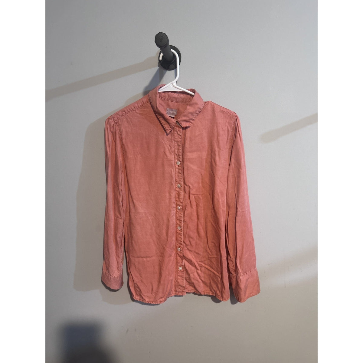 Chico's Button Up Light Orange Collared Shirt 2 US size 12/14