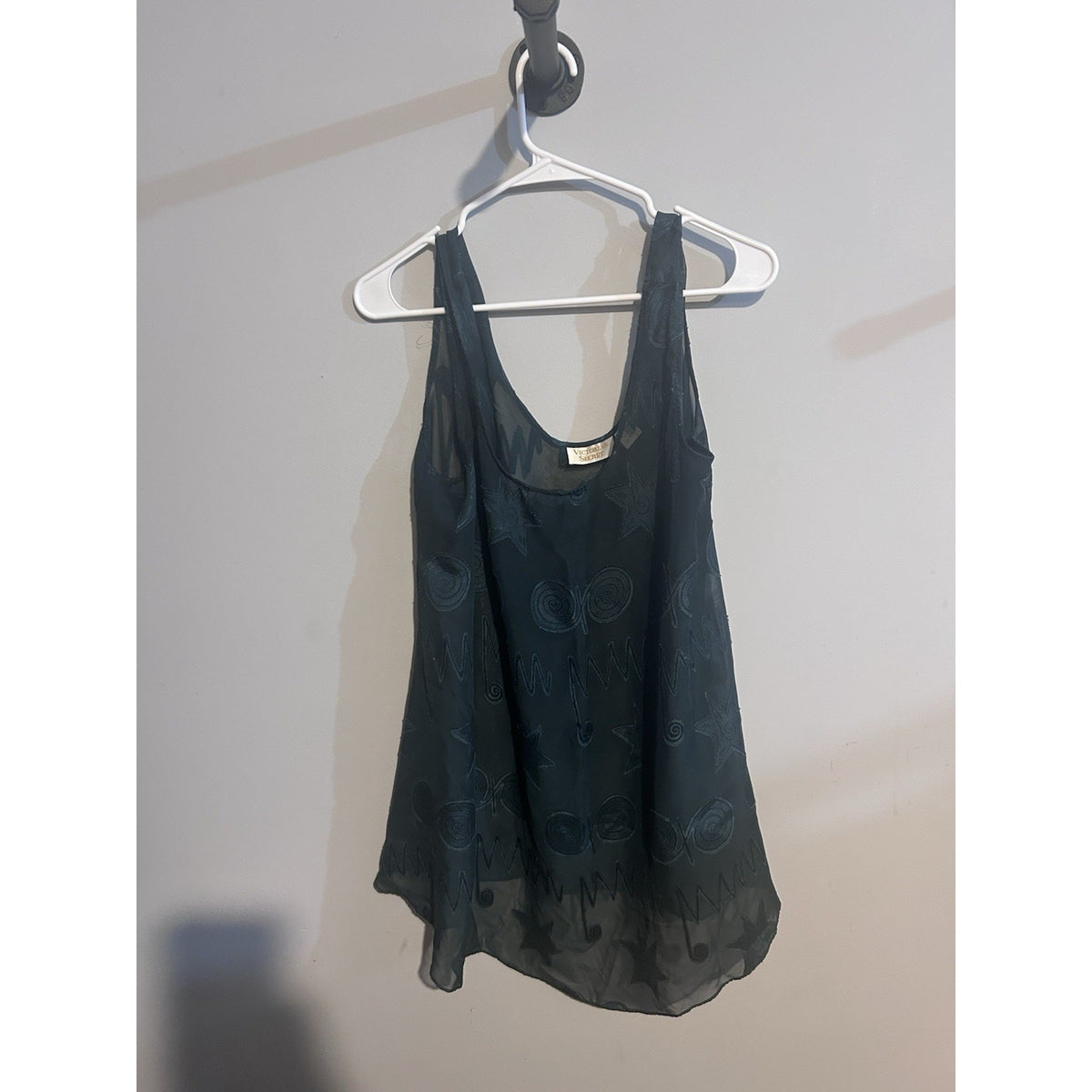 Victoria's Secret Women’s Green Satin Polyester Embroidered Cami Babydoll, L