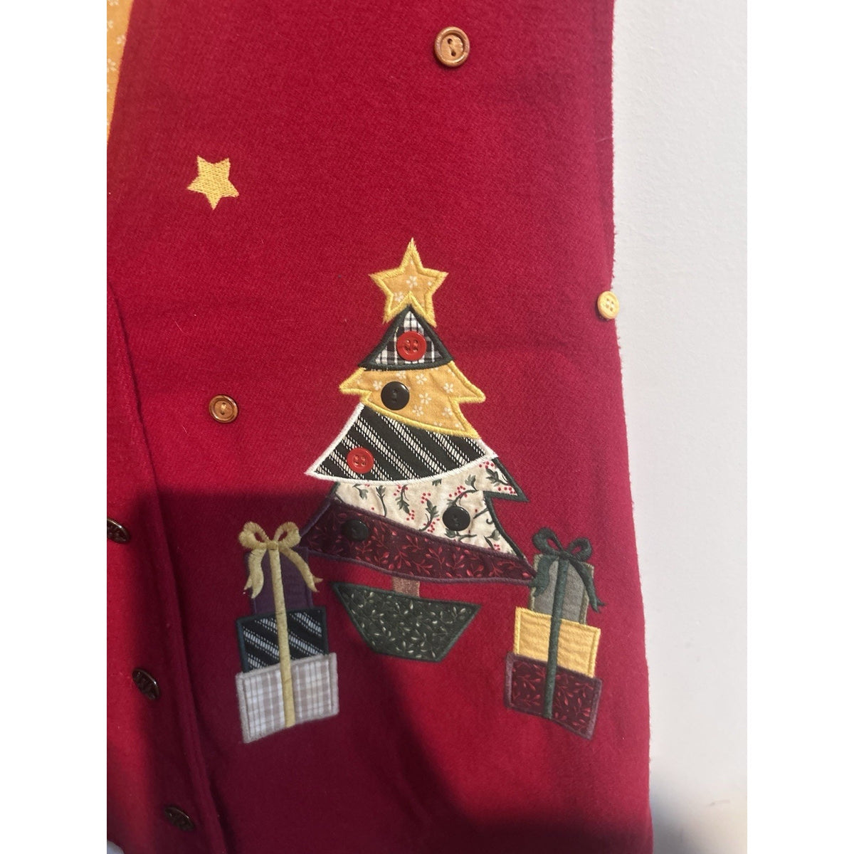 Karen Scott Women’s Red Christmas Angel Graphic Knit Button Front Sweater Vest L