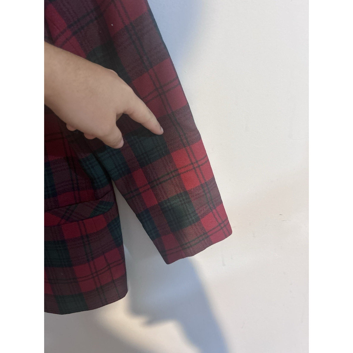 Alfred Dunner Womens Petite 6P Red Green Plaid Tweed Lined Blazer Jacket